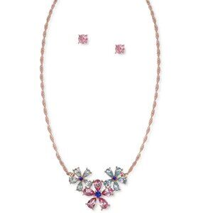 Charter Club Flower Necklace & Earrings in Rose Gold-Tone NWT MSRP $30